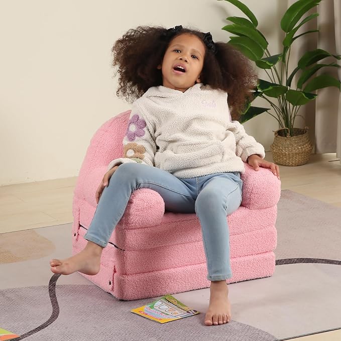 Foldable Kids Sofa, Comfy Rainbow Toddler Couch with Tri Folding Foam Cushions, Comfy Couch for Kid Age 18 Months and Up by TinyTreasures Baby Boutique